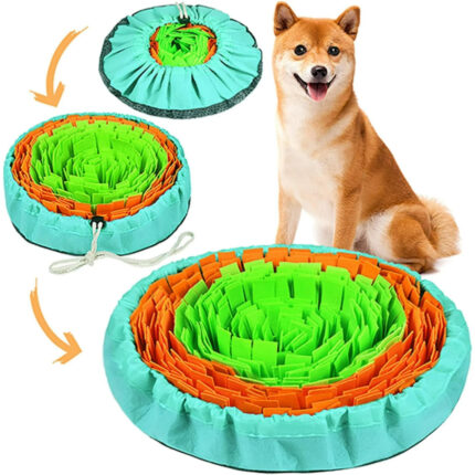 Vivifying Snuffle Mat for Dogs, Interactive Dog Enrichment Toys for Boredom and Mental Stimulation, Adjustable Dog Puzzle Toys Sniff Mat for Slow Eating and Stress Relief (Light Green Orange)