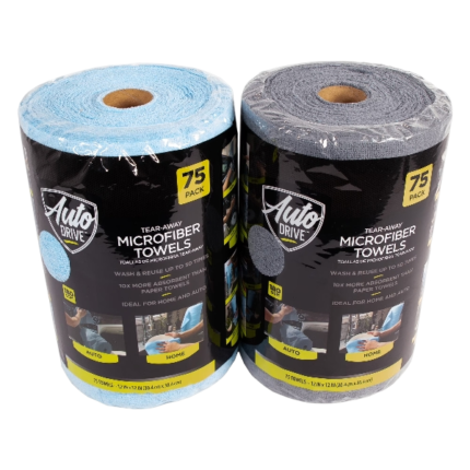 Auto Drive Tear Away Car Wash Multi-Purpose Microfiber Towel Roll, 75 Pack